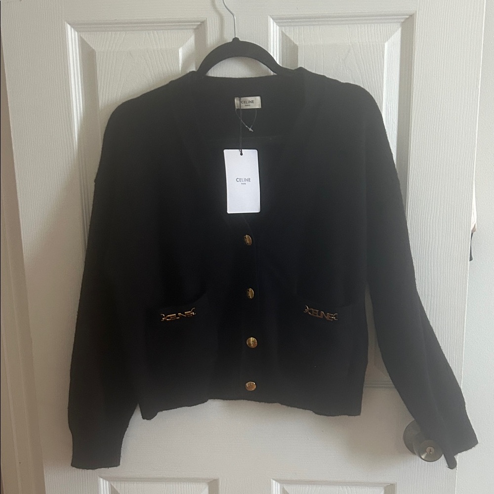 Celine Black Cardigan with Gold Buttons